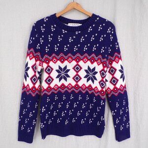 Vintage Cotton Emporium Women's Size M Sweater Acrylic Red, White, Blue, USA